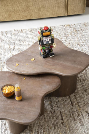 Salontafel set Fall organisch By-Boo 2 delig - Bruin mangohout