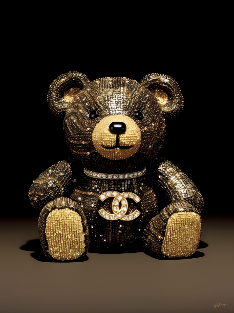 Glasschilderij Fashion Teddybeer 60x80 cm