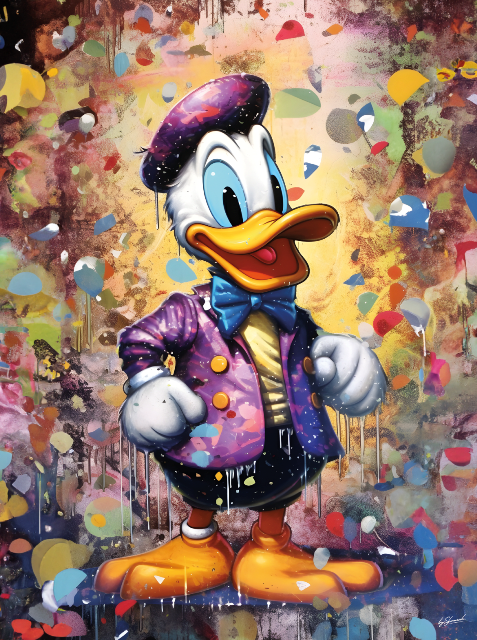 Glasschilderij Donald Duck kleurrijk 60x80 cm