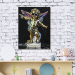 Glasschilderij golden Chanel Angel with gun 60x80 cm